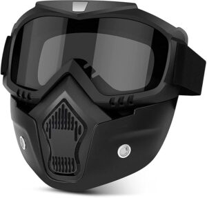 A4S Goggle Reuseable Mask Anti Scratch Uv Protective Face & Eyewear Windproof Dirt Shield With Soft Foam Padded Detachable Mouth Filter