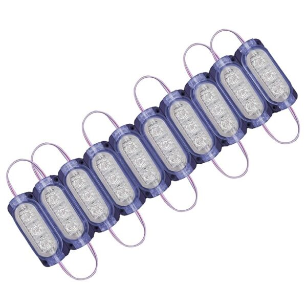 3 LED Module Light Interior Exterior 12V 5730 Injection Decorative Lamp with Adhesive Backside for Car, Home & Decoration (10 Strips, Blue)