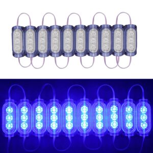 3 LED Module Light Interior Exterior 12V 5730 Injection Decorative Lamp with Adhesive Backside for Car, Home & Decoration (10 Strips, Blue)