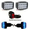 A4S AUTOMOTIVE & ACCESSORIES 15 Led White Bike Led Light & Bike Handle Bar LED Turn Signal Indicators Dual Color (Blue & White) Bulb For All Motorbikes with On/Off Switch Button