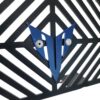 Motorcycle Radiator Grille Guard Protector, Black with Blue Logo, Diagonal Stripe Pattern