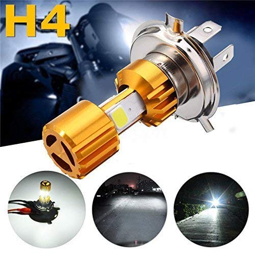 H4 Missile Projector LED Headlight Bulb High Low Beam Cree Driving Drl Light (9w | Golden/Silver) for Bajaj Pulsar 200 Ns