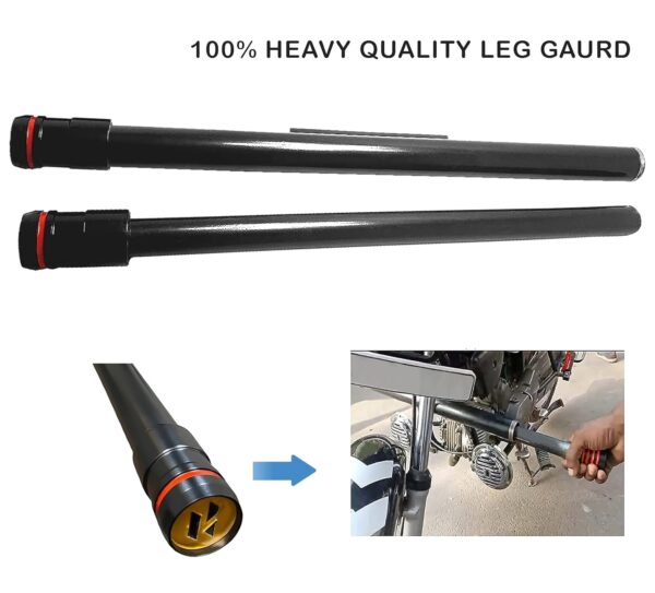 A4S AUTOMOTIVE & ACCESSORIES LED Bike Safety Single Rod Leg Guard Crash Guard, Black Heavy Duty