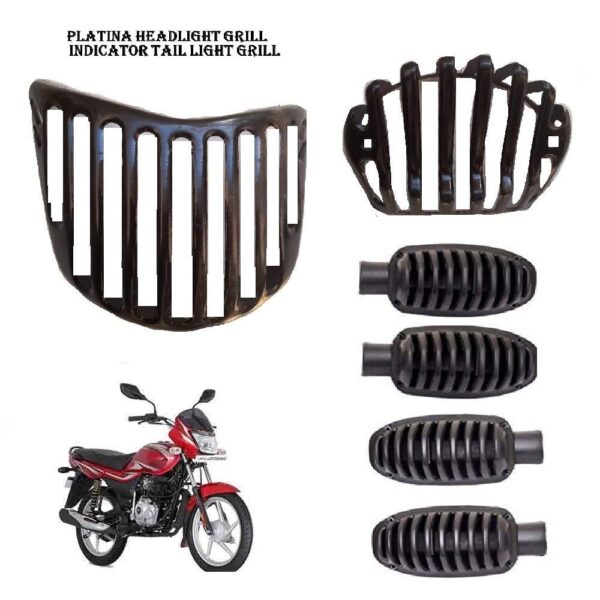 Black Plastic Indicator Grill Cover Bike Headlight Grill (Black) for Platina (8 Pcs, 4 set)