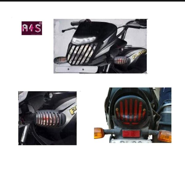Black Plastic Indicator Grill Cover Bike Headlight Grill (Black) for Platina (8 Pcs, 4 set)