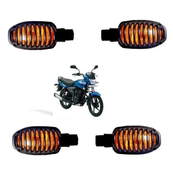 Black Plastic Indicator Grill Cover Bike Headlight Grill (Black) for Platina (8 Pcs, 4 set)