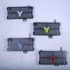 Motorcycle Radiator Grille Guard Protector, Black with Blue Logo, Diagonal Stripe Pattern